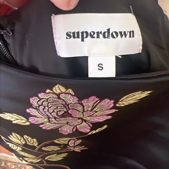 Superdown Amerie Brocade Mini Dress Black Floral Satin Slip Dress NWOT Revolve - Picture 7 of 8